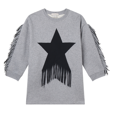 Jersey Dress Star and Fringes Grijs