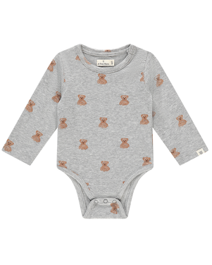 baby romper long sleeve teddybear Grijs