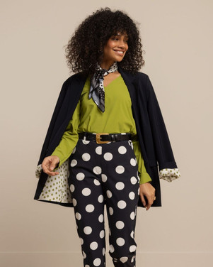 Dokus Blazer Polkadot Donker Blauw