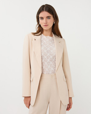 Blazer fine crinkle Zand