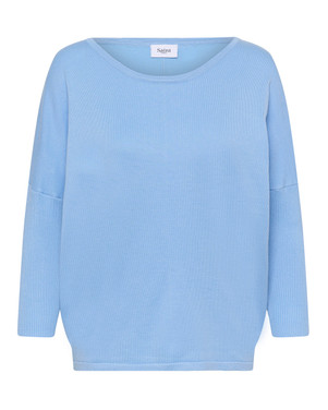 MilaSZ R-Neck Classic Pullover Licht Blauw