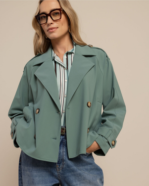 Cato bonded trenchcoat Groen