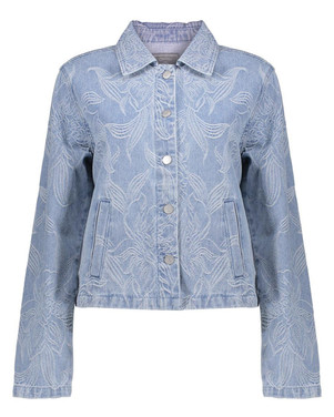 Jeansjacket jacquard flower Blauw