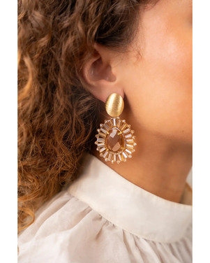 Oval Flat Beads With Stone S Goud