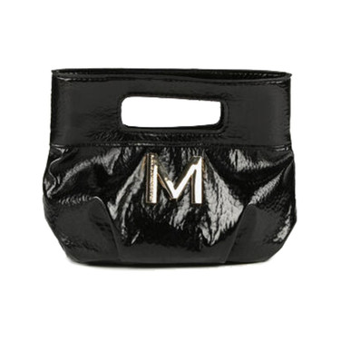 Handtas met tranjes en glanzende details Zwart KL