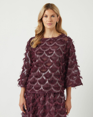 YASPAZILLA 3/4 TOP - SHOW FEATHER Bordeaux