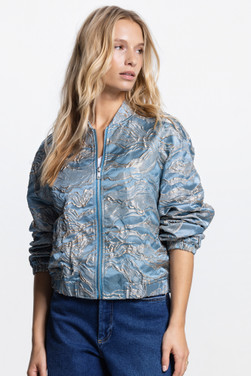 QWEN JASJE 219 GJ bomber long sleeve gold jacquard Blauw