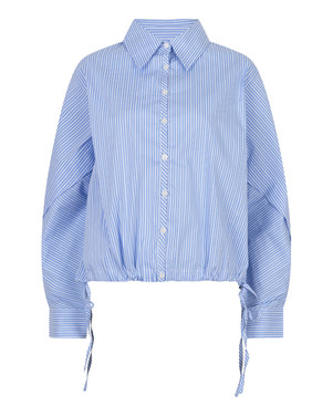 Blouse striped cropped batwing Blauw