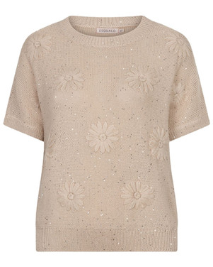 Sweater embroidery flower Beige