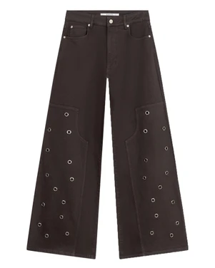 Palazzo jeans with big eyelets Bruin 1