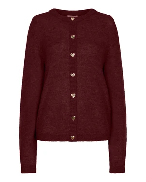 Cardigan closed placket fancy buttons Bordeaux