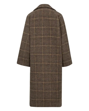 Checka long coat Zwart 1